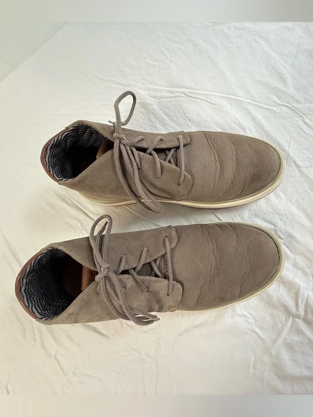 OluKai Men's Taupe Suede Chukka Boots with Cream Sole